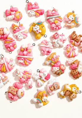 Bear and bow charm accessories for custom keyrings