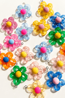 Colorful flower-shaped charm accessories for custom keyrings